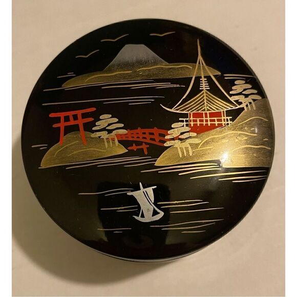 AIZU Other - Vintage Japanese AIZU Black Lacquerware Set of 5 Coasters / Sauce Bowls